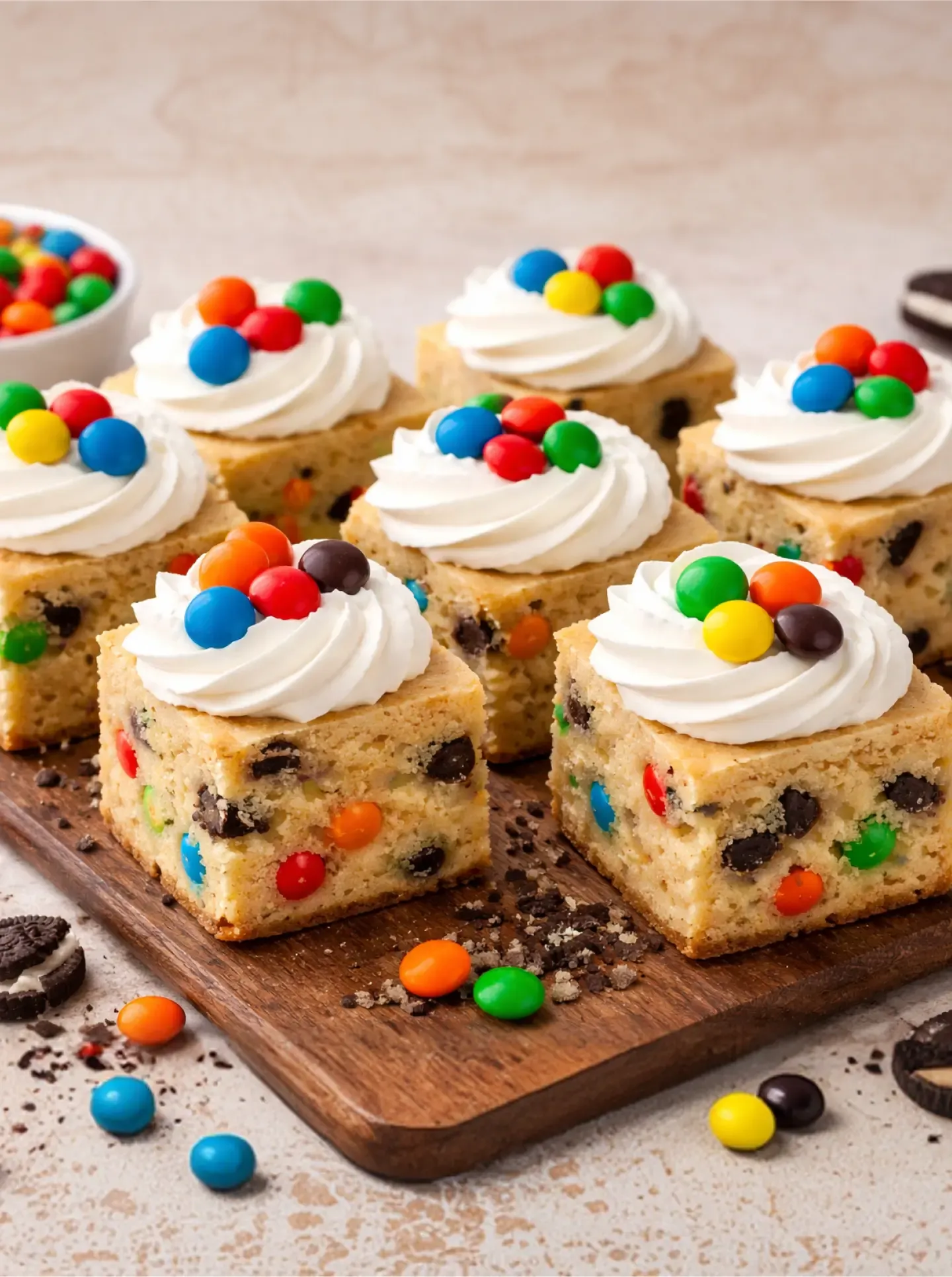 Cuadraditos de torta rellena de chocolate y gallleta