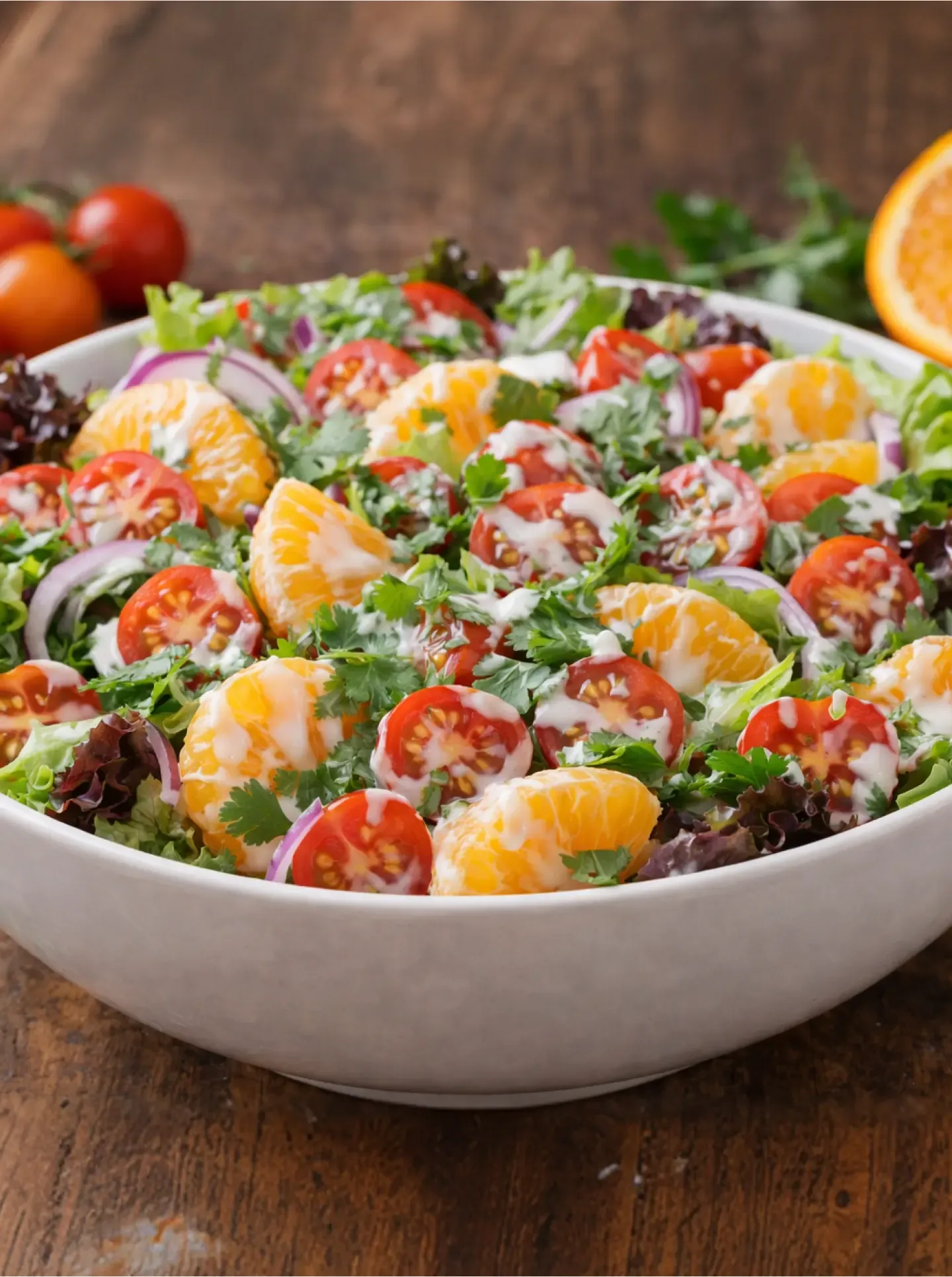 Ensalada blanca con vinagreta blanca