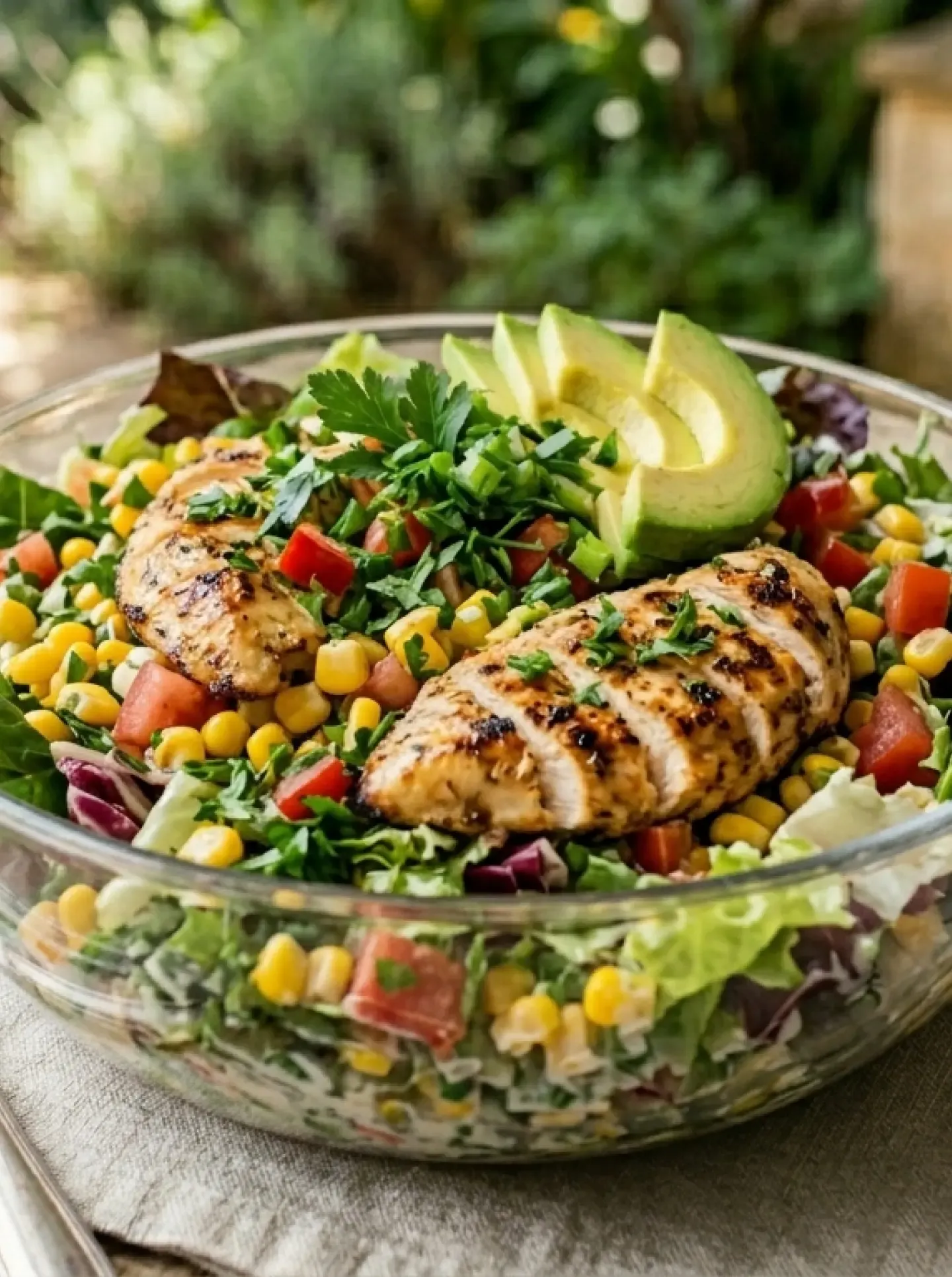 Ensalada fría de verduras con pollo