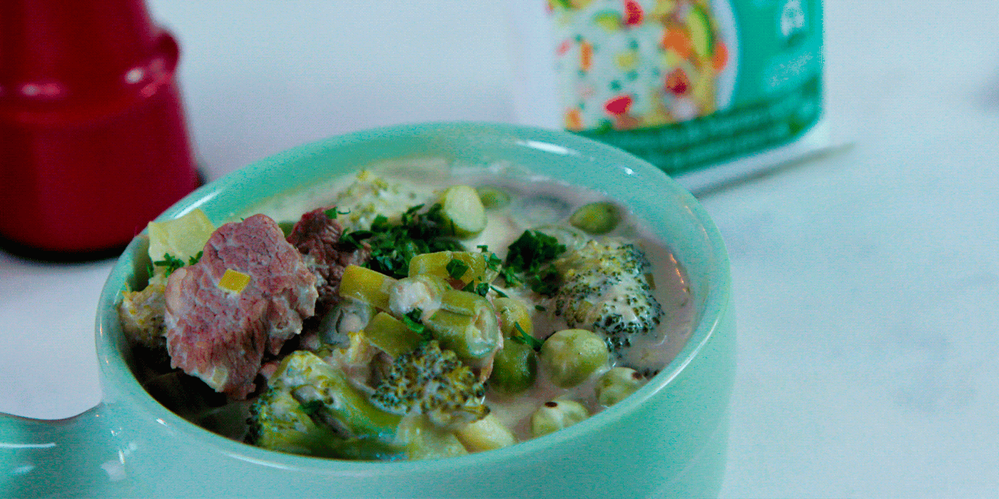 Estofado de vegetales con Crema Libre Alquería