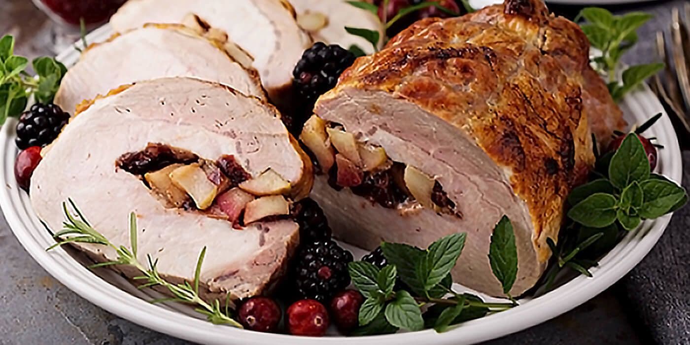 Lomo de cerdo relleno de manzana