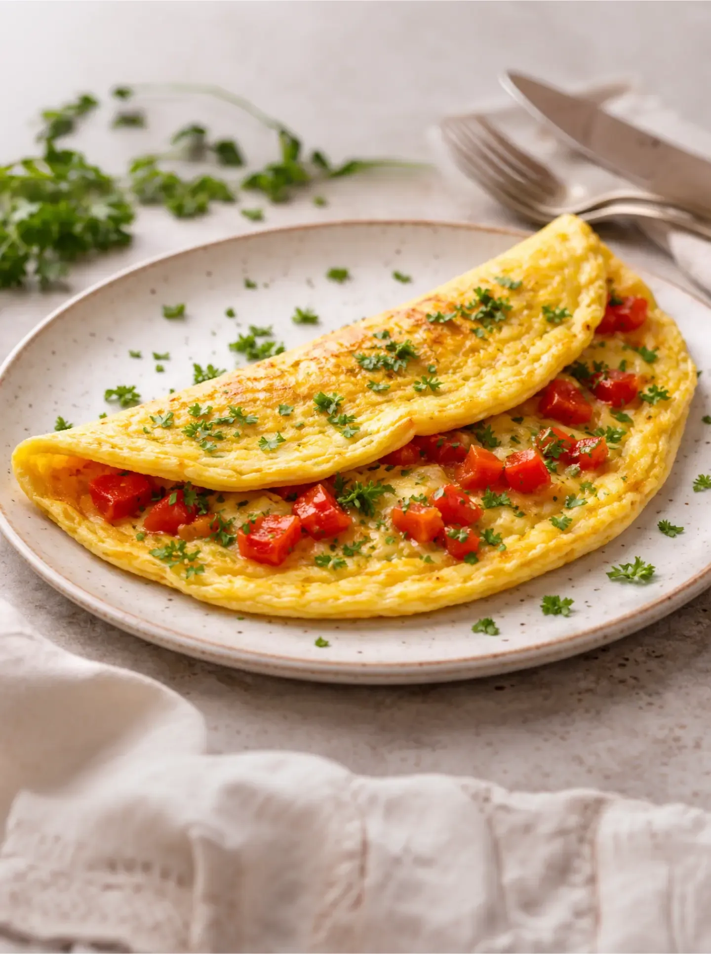 Omelette con pimentón y perejil