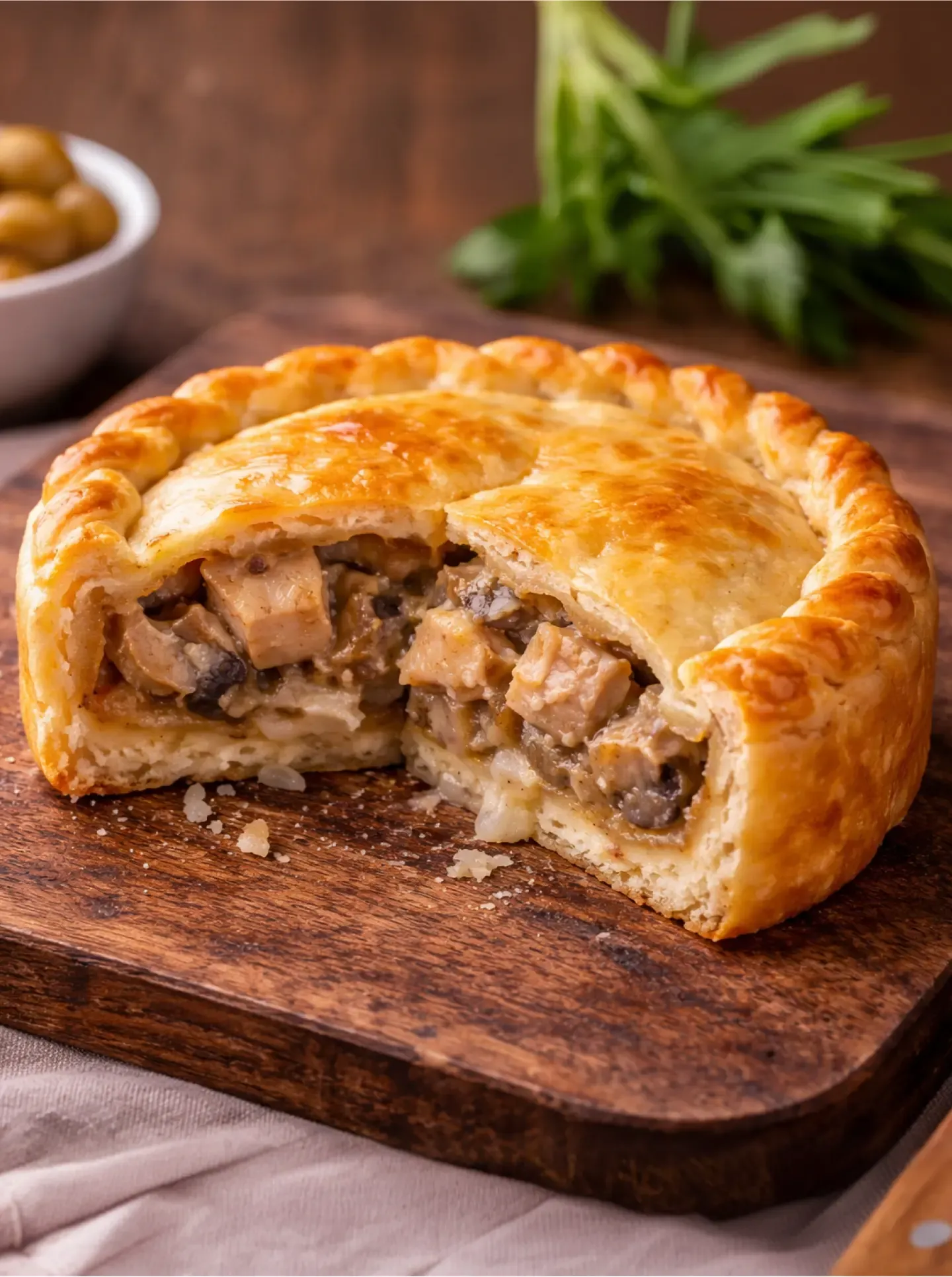 Pastel de pollo y champiñones a la argentina