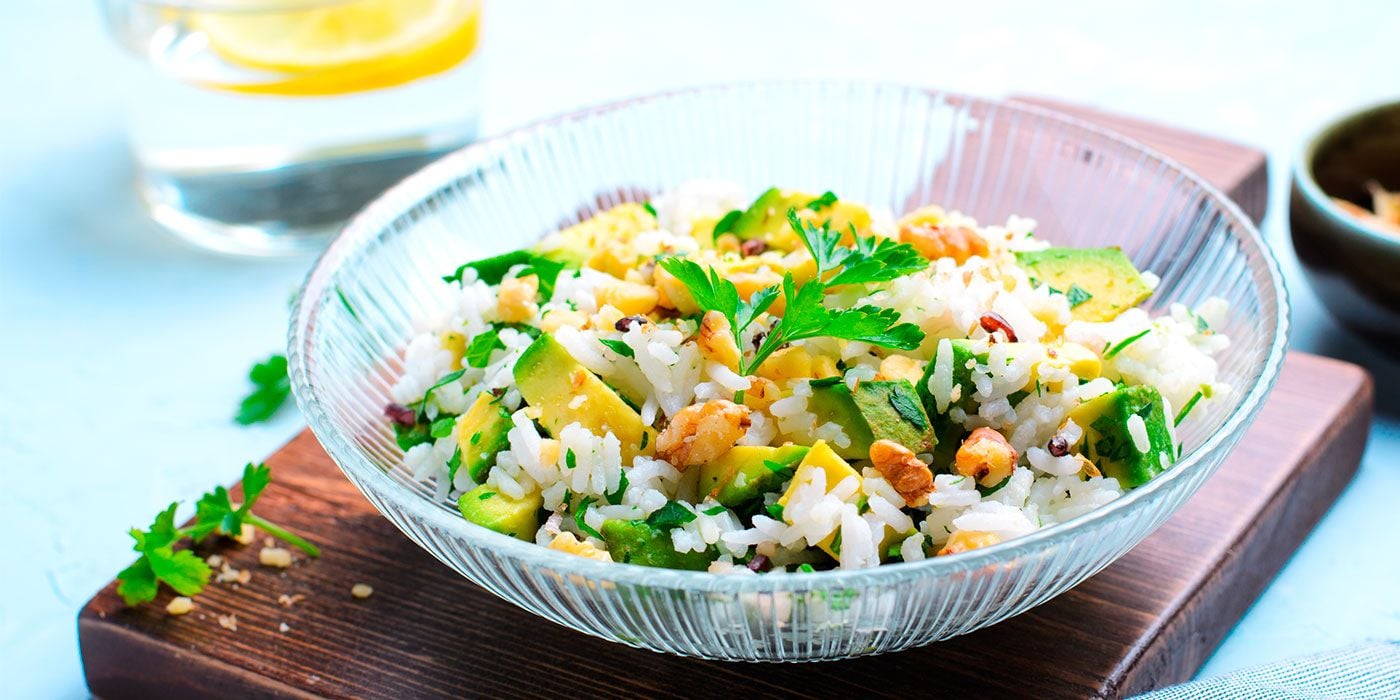 Arroz con aguacate