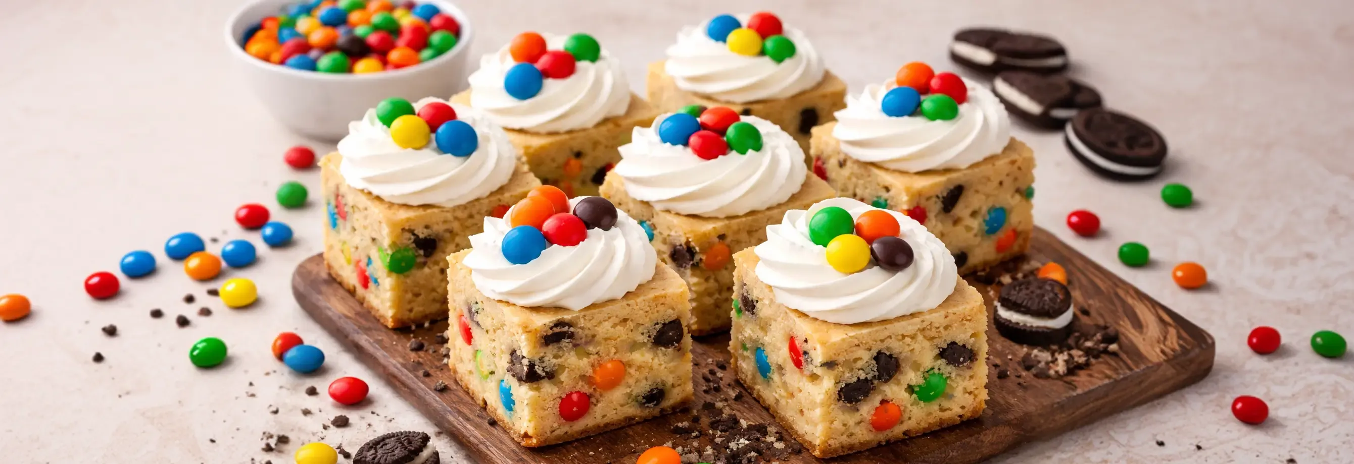 Cuadraditos de torta rellena de chocolate y gallleta