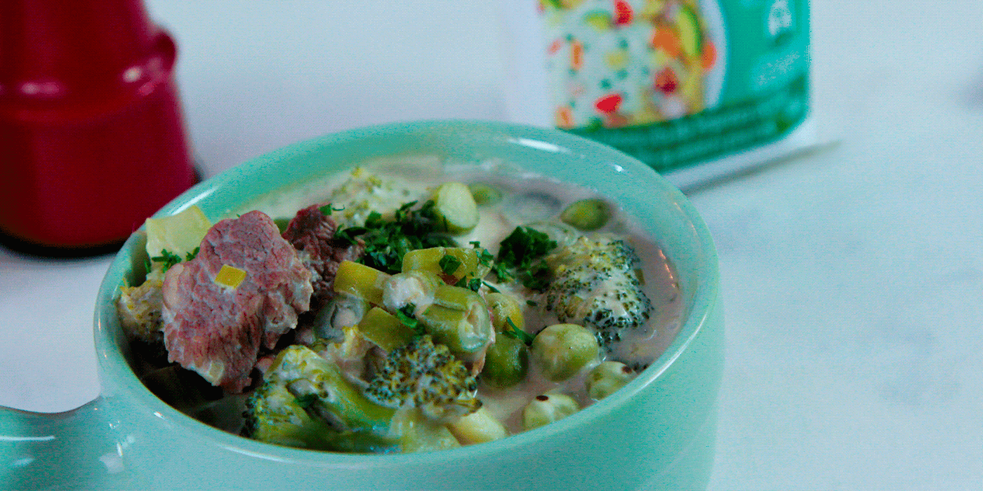 Estofado de vegetales con Crema Libre Alquería