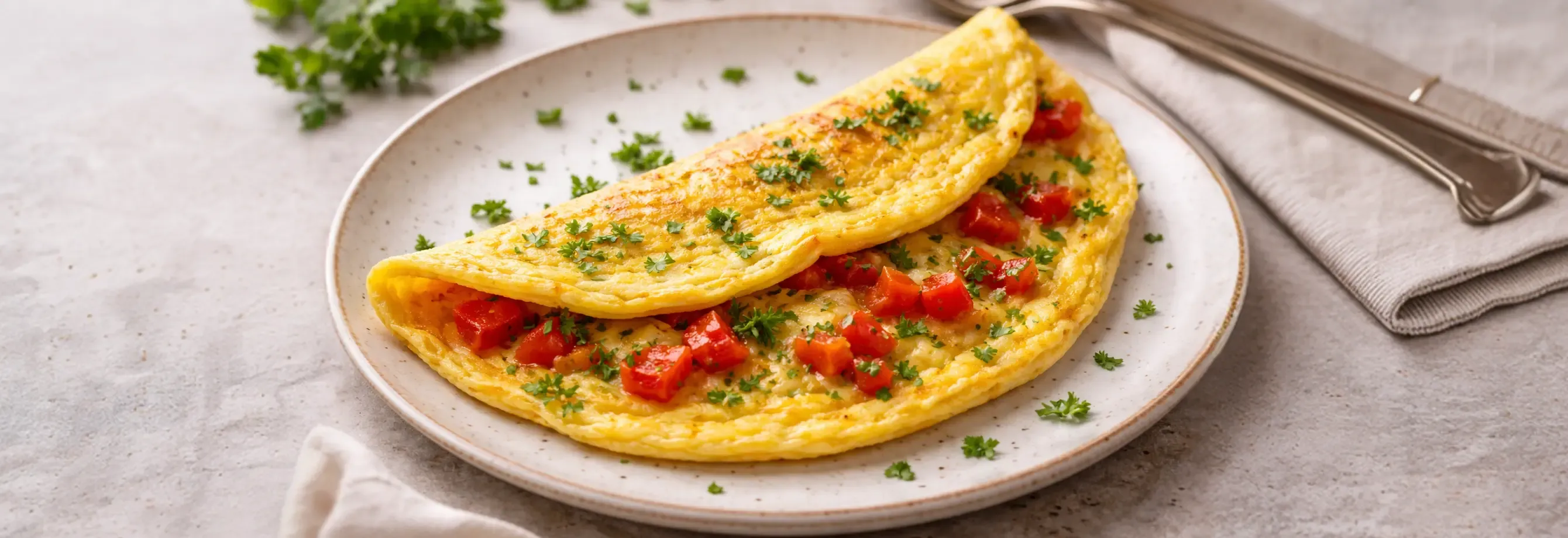 Omelette con pimentón y perejil
