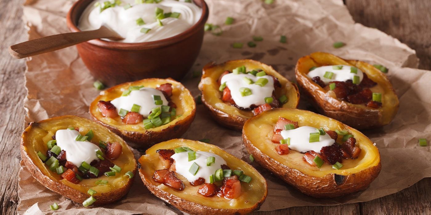 Papas a la crema con champiñón y tocineta