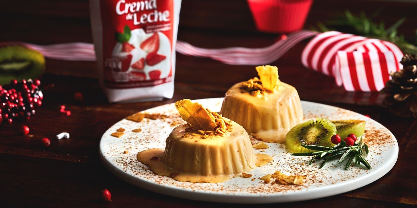 Crema de arequipe y crocante de obleas