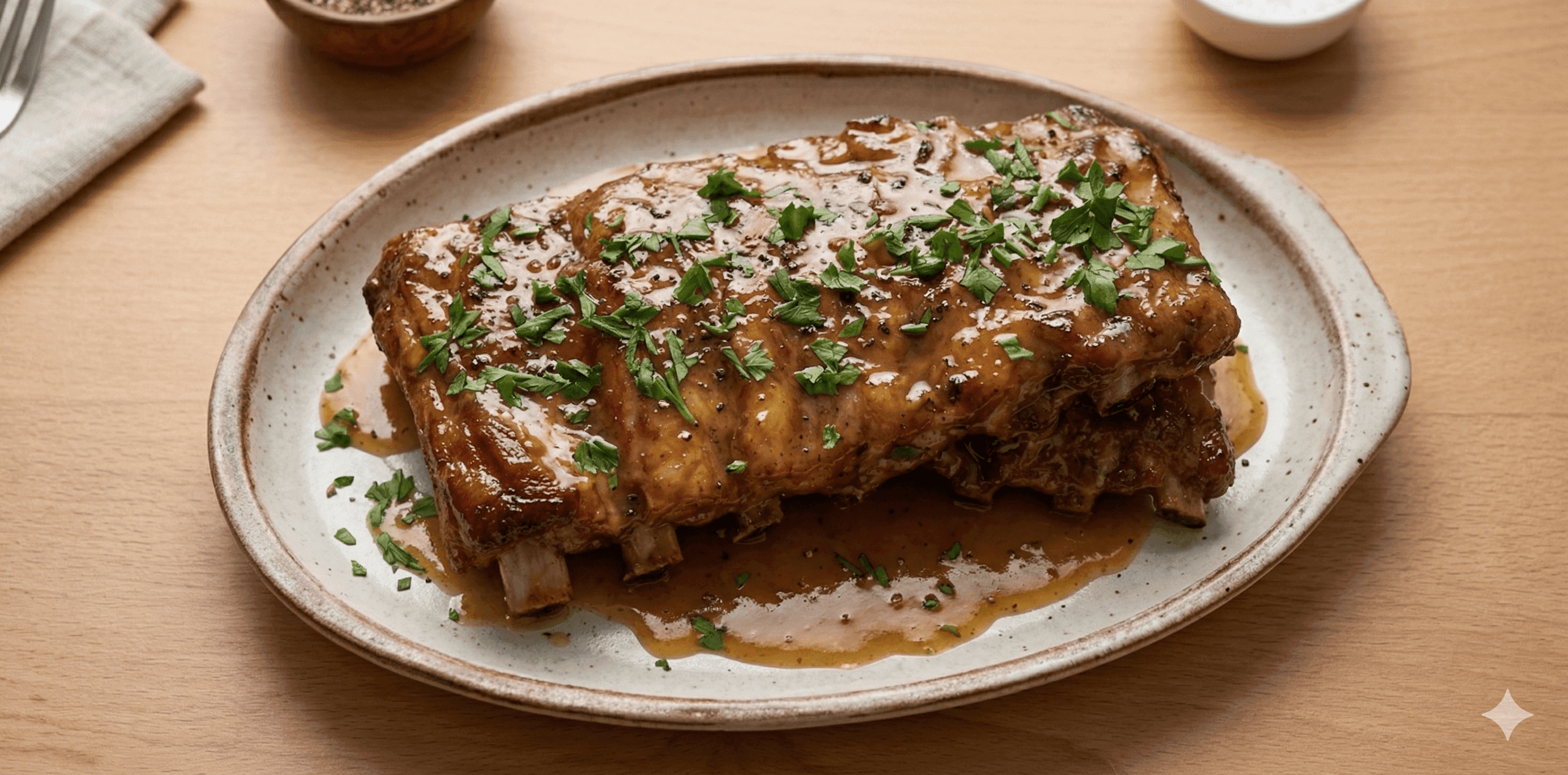 Costilla de cerdo en salsa miel mostaza