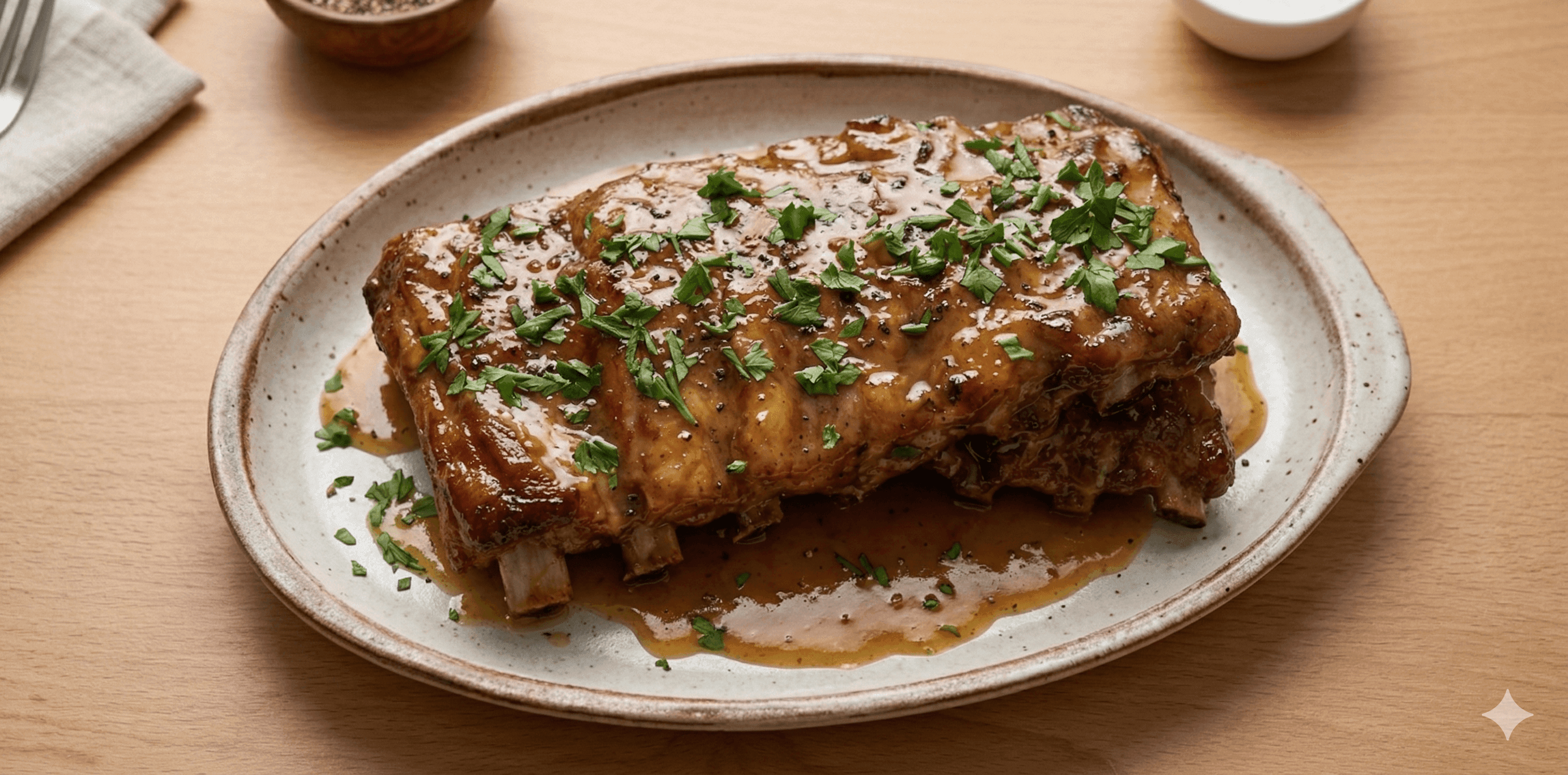 Costilla de cerdo en salsa miel mostaza