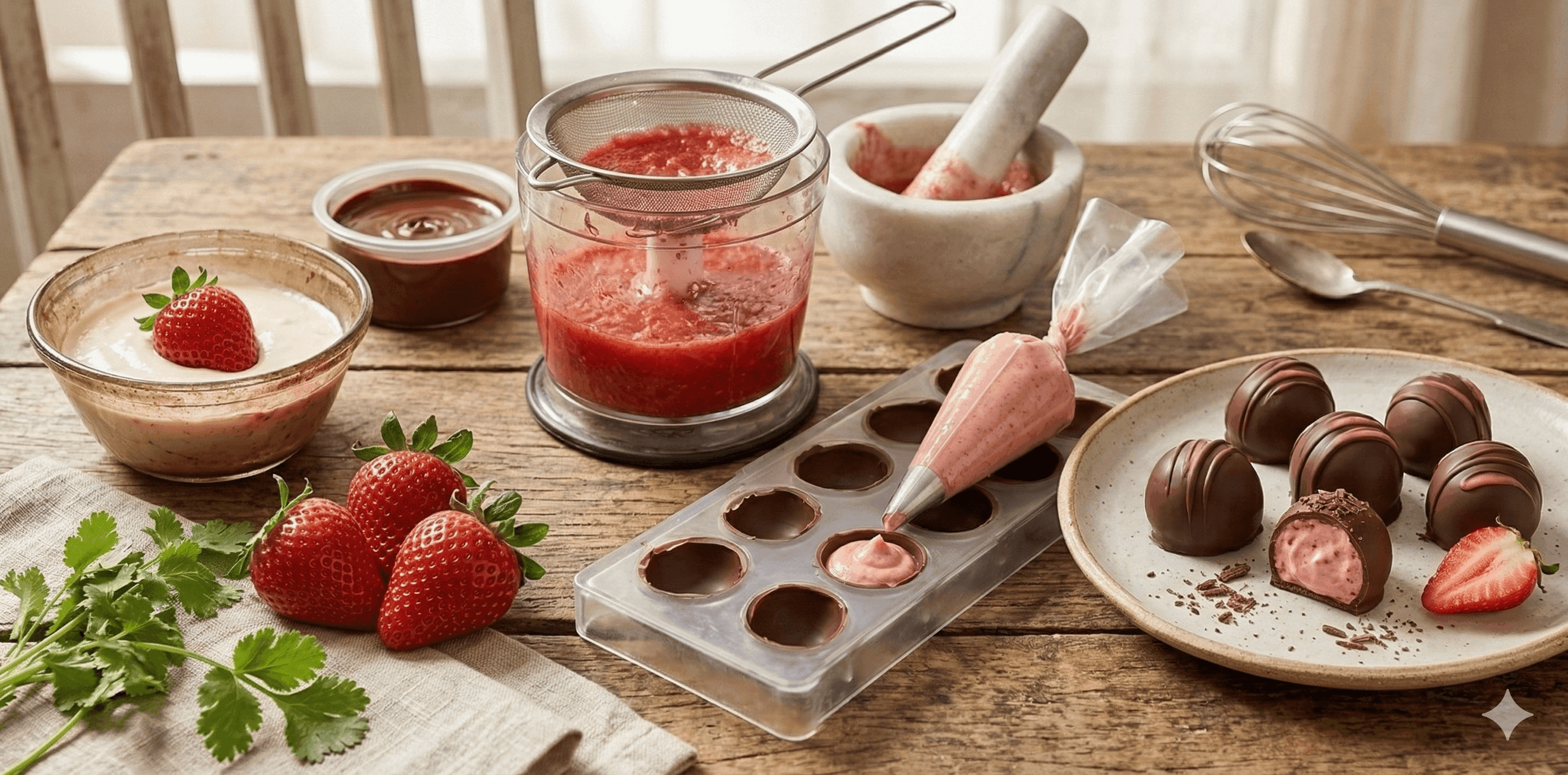 Bombones rellenos de fresa