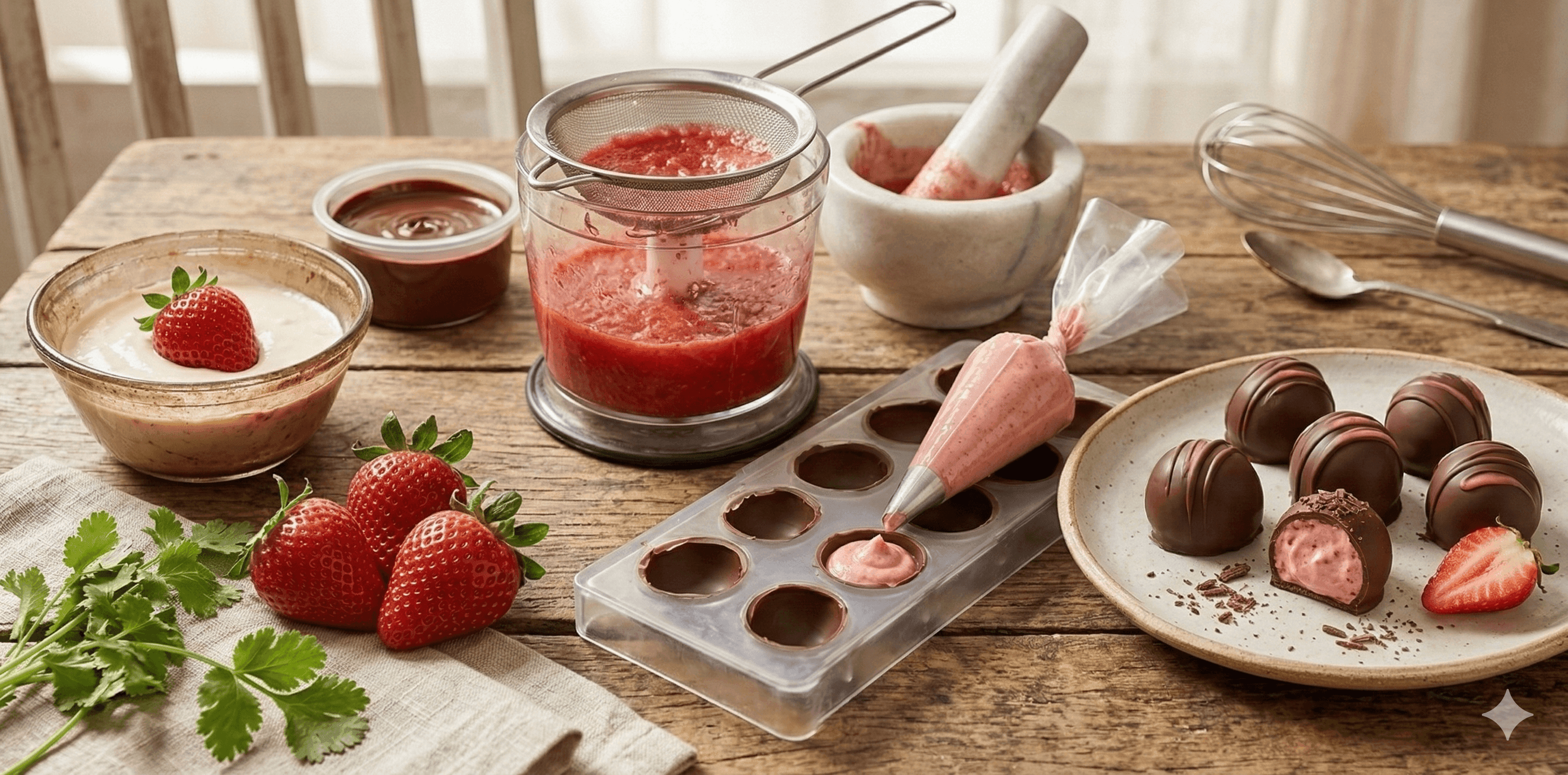 Bombones rellenos de fresa