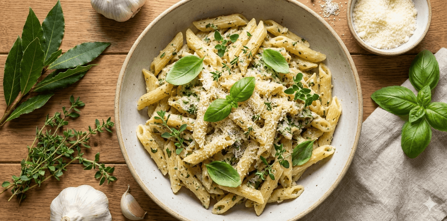 Pasta corta a las finas hierbas
