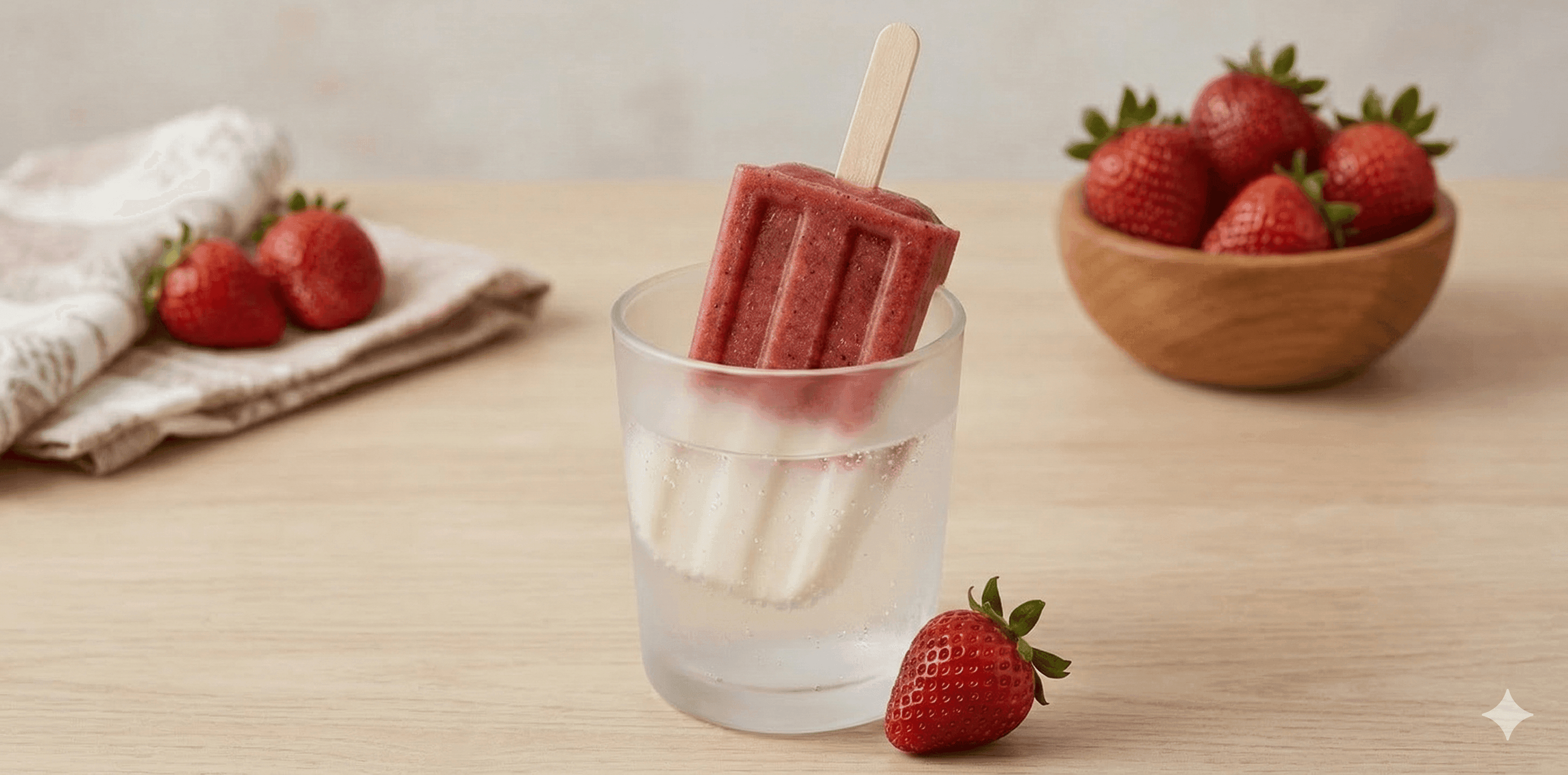 Paletas de fresas con crema