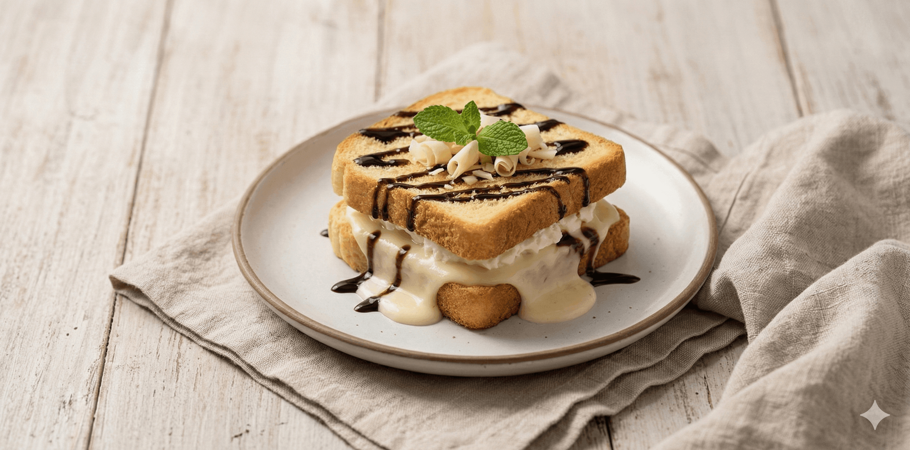 Sándwich francés con chocolate blanco