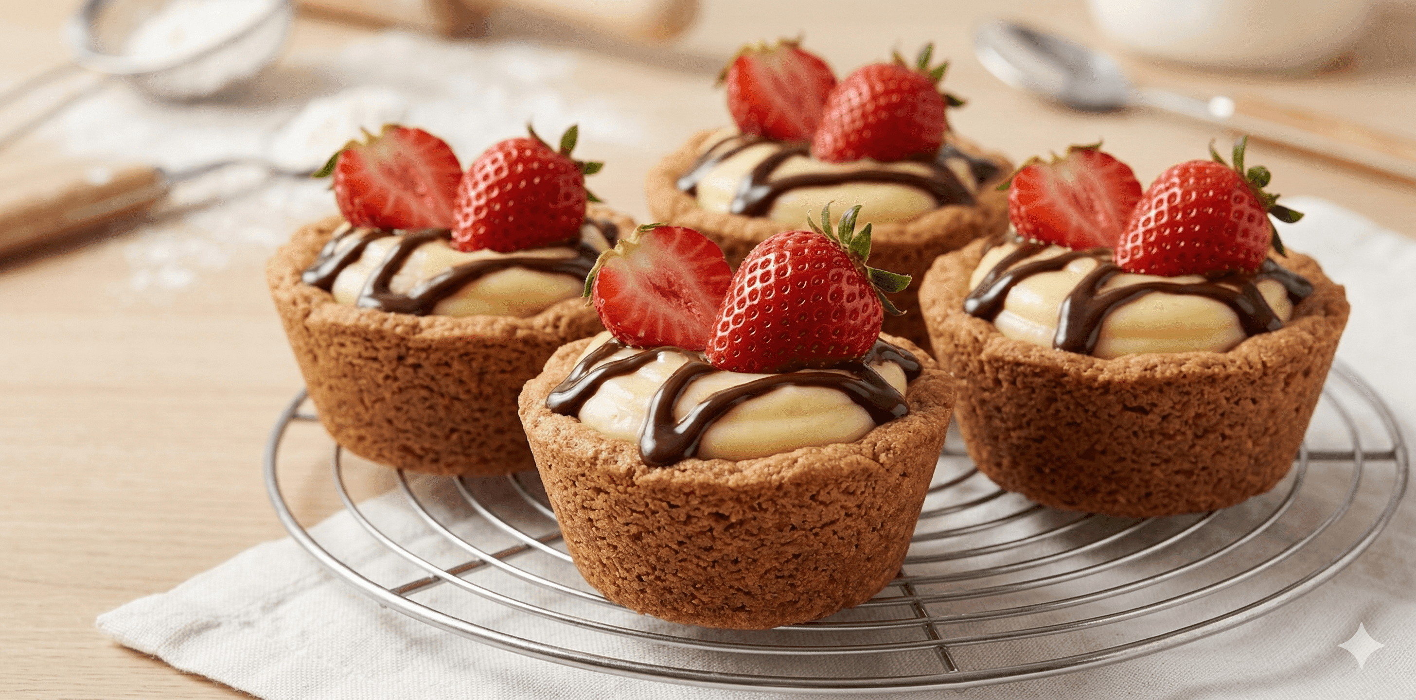 Vasos crocantes con crema pastelera