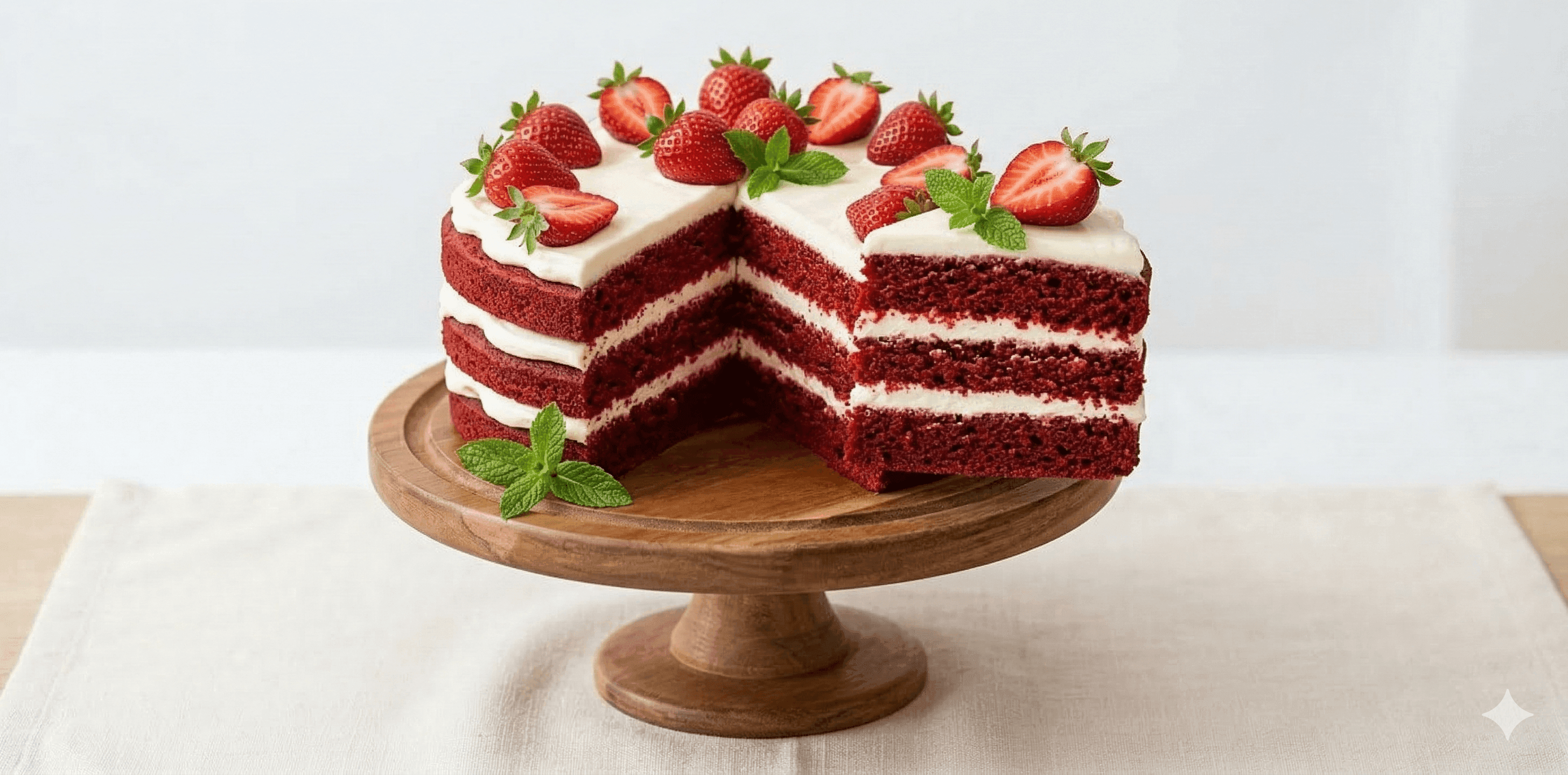 Torta red velvet con crema chantilly alquería