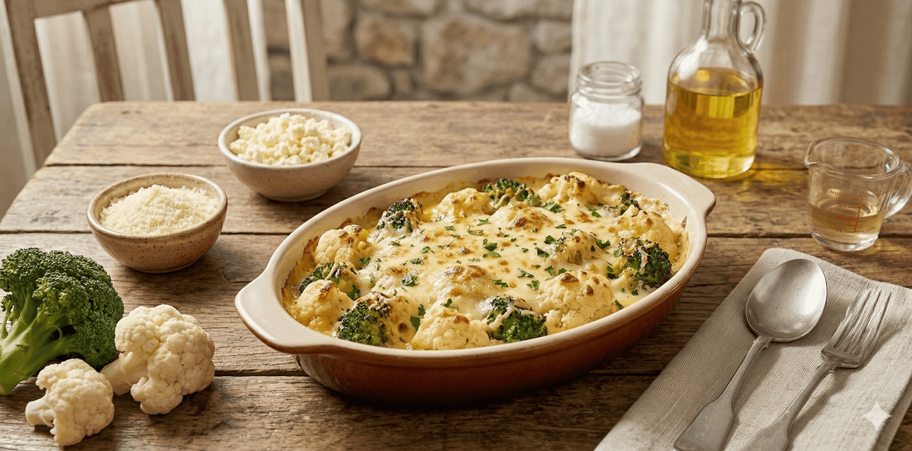 Coliflor y brócoli al horno