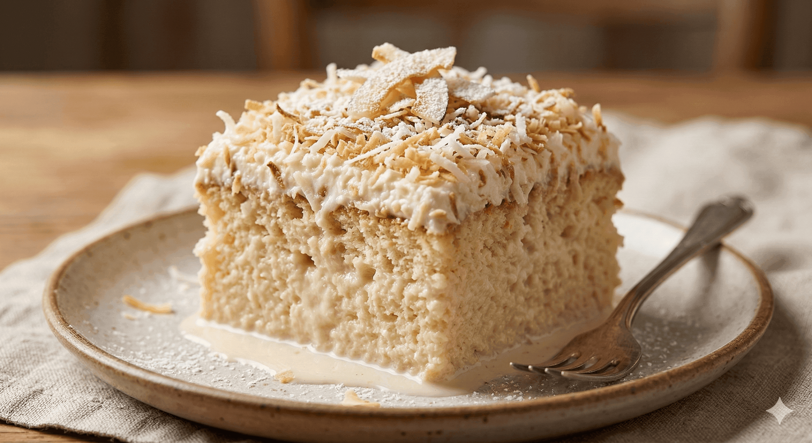 Postre tres leches con coco