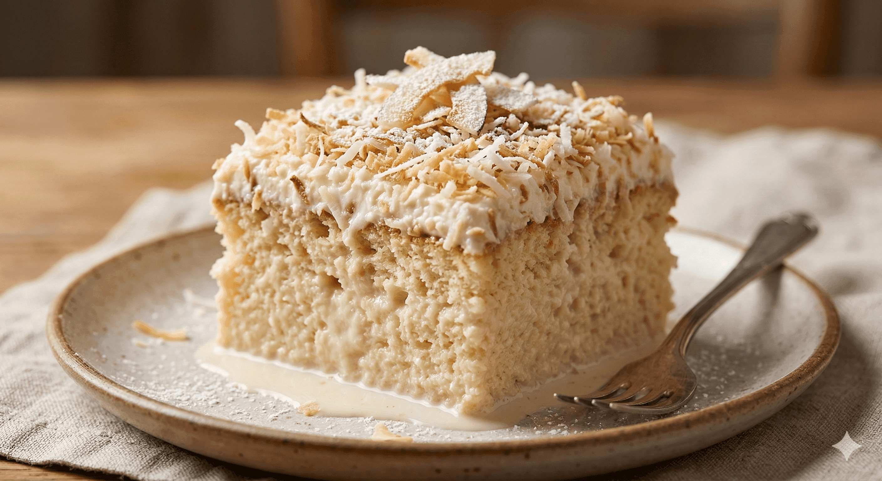 Postre tres leches con coco