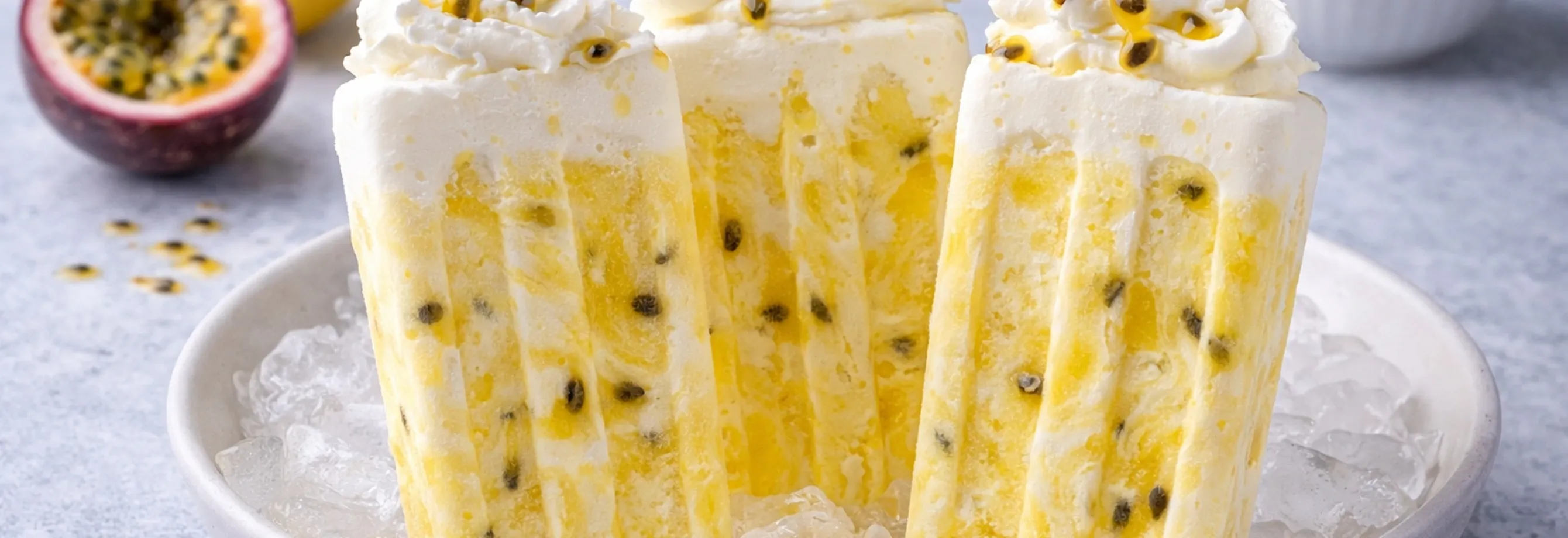 Paleta de crema de limón y maracuyá