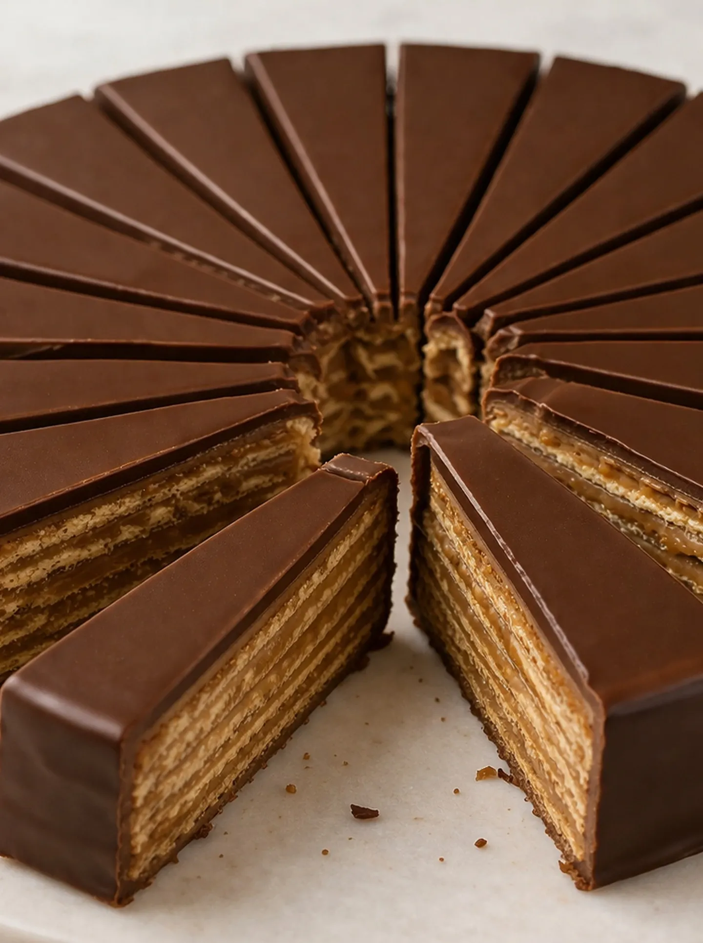Torta de obleas, arequipe y chocolate