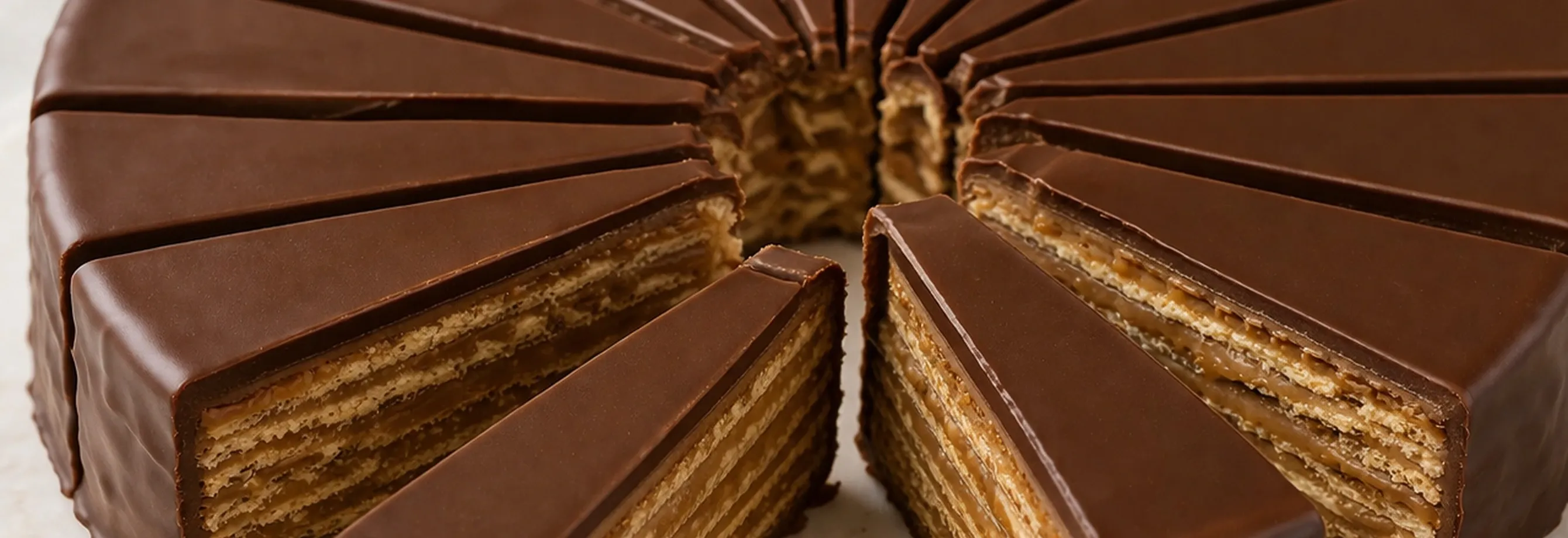 Torta de obleas, arequipe y chocolate