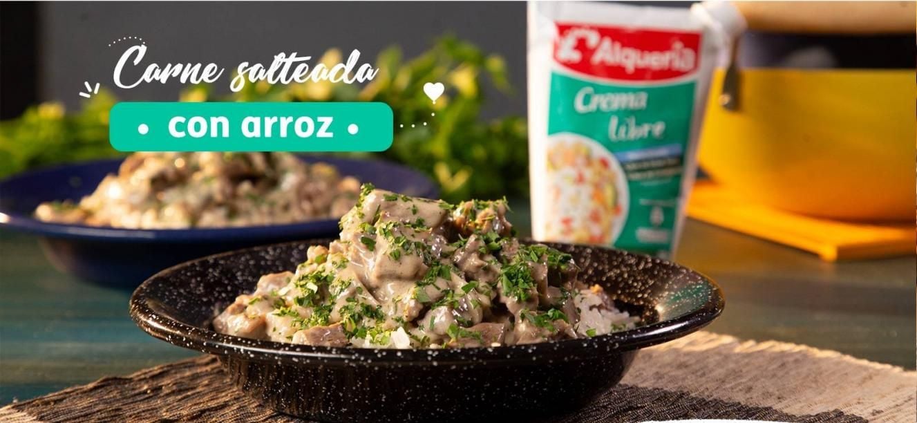 Carne salteada con arroz