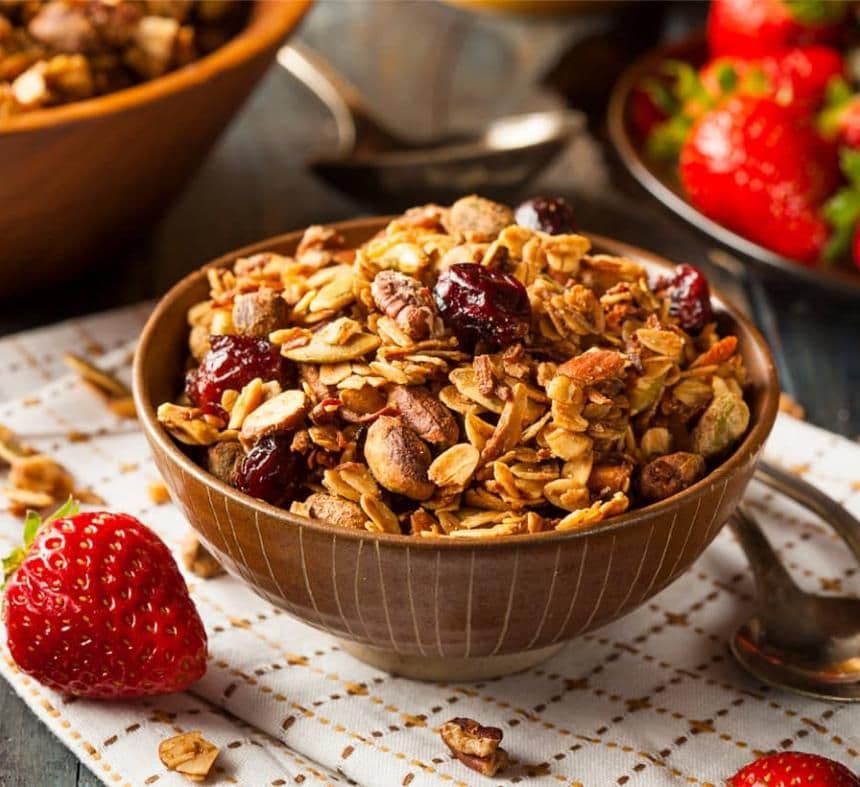 Desayuno con granola alquería