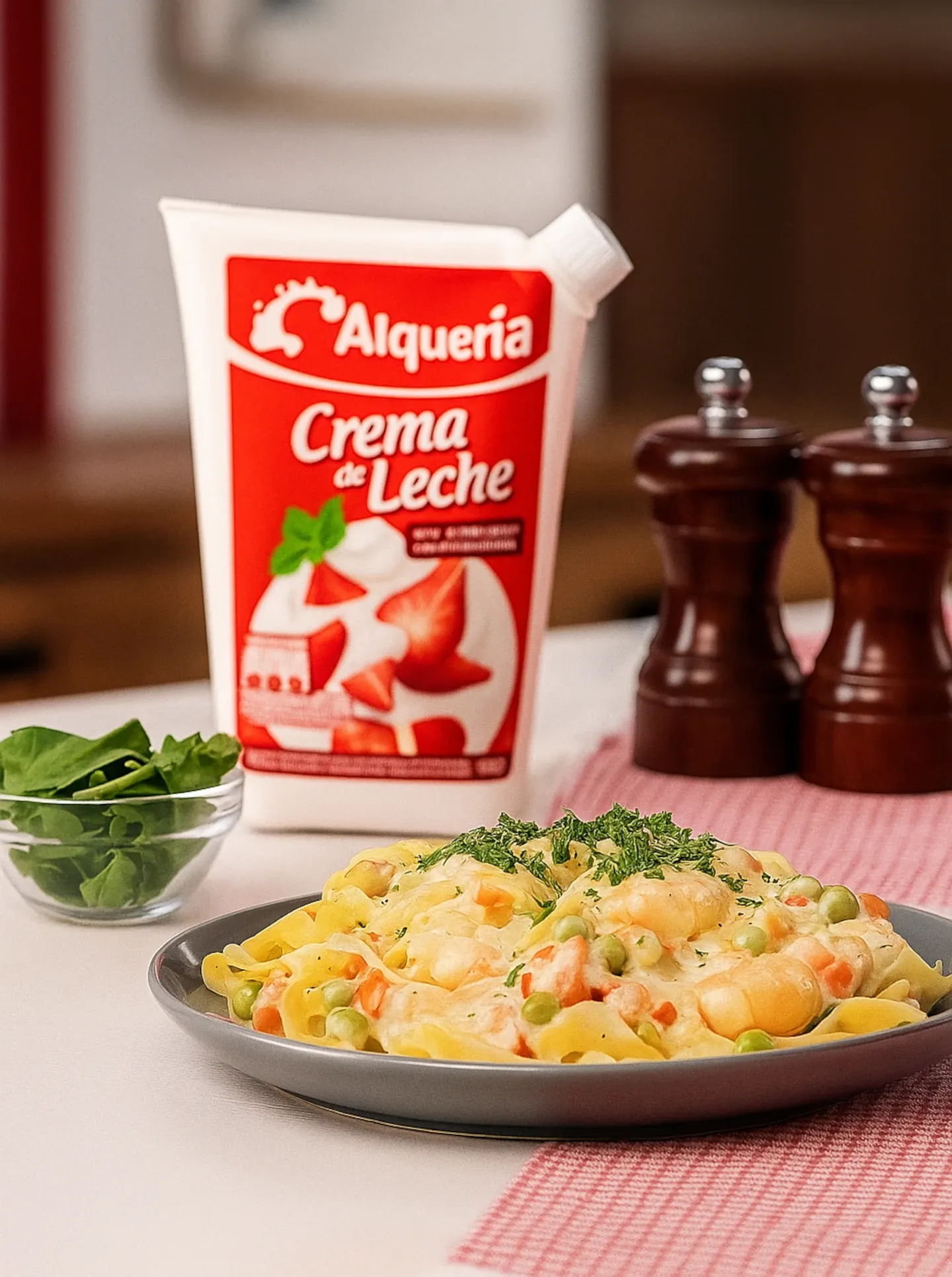 pasta con camarones cremosos