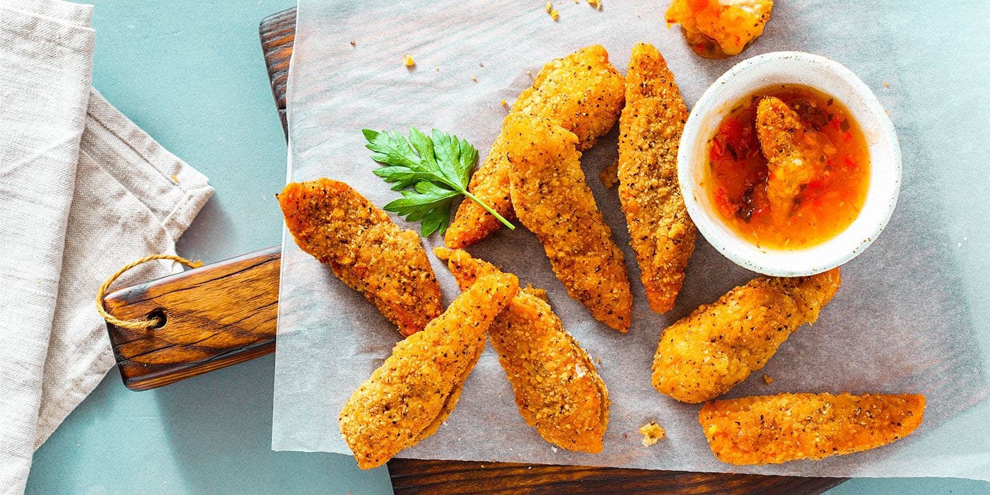 Pollo apanado en leche y miel