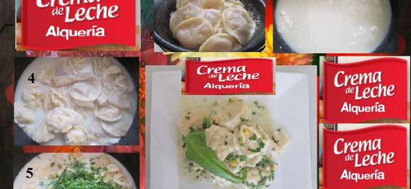 Raviolis con maicitos en salsa bechamel