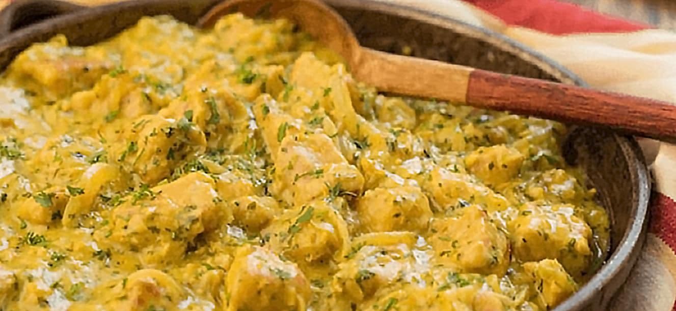 Cerdo con crema dulce de maiz