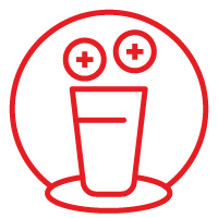 Icono rojo vitaminas bebida de almendras Alquería