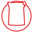 Icono rojo empaque de bolsa y tapa Crema Libre Alquería